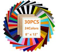 KAHEIGN 30Pz Fogli del Vinile del Trasferimento di Calore, 24 Colori Pacchetto HTV Adesivo Permanente Carta Trasferimento di Calore Fogli di Vinile per Magliette Abbigliamento Cappelli (20 x 30cm)