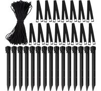 KAHEIGN 31 Pezzi Picchetto per Albero Kit, 15Pz 24cm Palo per Albero Resistente con 15 Pz 45cm Cinghie per Picchettare Gli Alberi e 40m Corda di Ancoraggio per Alberi Pali Supporti e Protezione