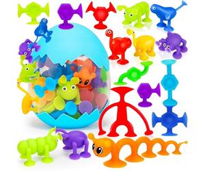 KAHEIGN 32 Pezzi Giochi a Ventosa Per Bambini, Ventosa Giocattoli Da Costruzione Per Finestre Da Bagno Rilascio dello Stress Sensoriale Montessori Per Viaggi Compleanno Natale Festa dei Bambini Regali