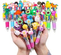 KAHEIGN 32 Pezzi Penna a Sfera del Fumetto, 4 In 1 Penna a Sfera Multicolore 10CM Penna Carina Retrattile Penna a Punta Spessa 0,7mm per Ufficio Scuola Studenti Bambini Regalo Festa Borsa Riempitivi