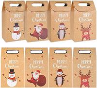 KAHEIGN 32 Pz Scatole Regalo Natalizie Kraft, 4 Stili Scatole Di Carta Artigianale Riutilizzabili Per Regali Candy Cookies Xmas Wrapping (17,5 x 11 x 7cm)