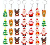 KAHEIGN 36 Pezzi 3D Portachiavi di Natale, 6 Stili Portachiavi di Natale dei Cartoni Babbo Natale Pupazzo di Neve Albero Orso Portachiavi Ornamento per Natale Regali Festa Bomboniere Decorazione