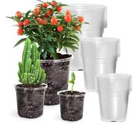 KAHEIGN 36 Pezzi Vasi in Plastica per Piante, 9CM /10CM /13CM Vaso Trasparenti per Piantine con Controllo Delle Radici con Fori di Drenaggio per Fiori Piante Piantine Trapianto (3 Misure)