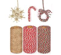 KAHEIGN 3Pz Natale Corde Di Iuta E Spago Di Cotone Rotoli, 984 Piedi Rosso Bianco Verde Corda Avvolgente Per Natale Artigianato Fai Da Te Regali Di Natale Regali Di Cottura
