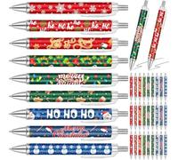 KAHEIGN 45 Pezzi Penna a Inchiostro Gel Natalizio, 9 Stili Penna a Sfera Retrattile 14CM Pupazzo di Neve Fiocco di Neve Babbo Natale Zucchero Penna Roller per Calza Riempitivi Festa Bomboniere