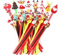 KAHEIGN 50 Pezzi Penna a Inchiostro Gel Natalizio, 25 Stili Pupazzo di Neve Renna Albero Babbo Natale Penna a Sfera Personaggi Natalizi Penna a Bastoncino per Calza Riempitivi Festa Bomboniere (18CM)
