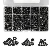 KAHEIGN 500 Pezzi Dadi e Bulloni a Esagono Incassato, Viti a Testa Esagonale M3 M4 M5 a Testa Bombata Kit di Bulloni e Dadi con Esagono Incassato Nero a Testa Cilindrica in Acciaio Legato con Scatola