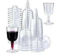 KAHEIGN 50Pz Bicchieri Da Vino In Plastica, 170ml Bicchieri Da Degustazione Trasparenti Stelo Riutilizzabile Coppe Da Vino Per Feste Tazze Da Dessert Per Whisky Champagne Birra Mousse (12 x 6,5cm)
