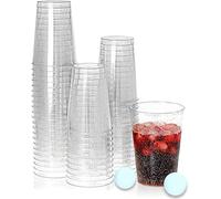 KAHEIGN 50Pz Bicchieri Di Plastica con Glitter Argento, 300ml Bicchieri Da Vino Rotondi Tazze Da Dessert Trasparenti Bicchieri Da Portata Riutilizzabili Per Whisky Cocktail Champagne Birra