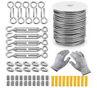 KAHEIGN 58Pz Kit Filo Da Giardino Rivestito In Pvc, 30m Robusto Acciaio Inossidabile 304 Cavo Di Corda Disponibile Anche In Immagine Rotolo Di Filo Metallico Con Occhio A Vite, Tenditore Tendifilo