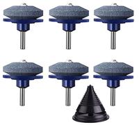 KAHEIGN 6 Pezzi Affilacoltelli Per Tosaerba, 5CM Universale Pietra Per Smerigliatrice Multi-affilata Affilatrice Rotativa Per Tosaerba Con Blade Balancer Per Parte Del Trapano Elettrico A Mano (Blu)