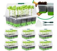 KAHEIGN 6 Pezzi Silicone Vassoi di Avviamento per Semi, 72 Celle Vassoi Riutilizzabili per Propagazione dei Semi con Prese D'aria Regolabili, Coperchio Rialzato, Silicone Base, Etichette, Strumenti