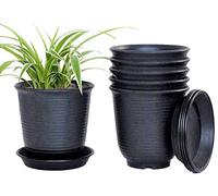KAHEIGN 6 Pz Vasi Da Fiori In Plastica, 15,5cm Addensare I Vasi Per Piante Contenitore Per Piante Vaso Da Giardinaggio Al Coperto Con Drenaggio Pallet (Nero)