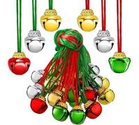 KAHEIGN 60 Pezzi Collane con Campanelle di Natale, 40CM Collana per Feste di Natale con 2CM Piccola Campana per Natale Artigianato Regalo Calza Riempitivo Festa Bomboniere Casa Decorazioni (6 Stili)