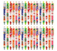 KAHEIGN 60 Pezzi Penna a Inchiostro Gel Natalizio, 6 Stili Penna a Sfera Retrattile 15CM Pupazzo di Neve Elfo Babbo Natale Penna a Sfera per Natale Calza Riempitivi Festa Bomboniere Favors
