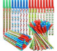 KAHEIGN 60 Pezzi Penna a Sfera Natalizia, 6 Stili Penna a Sfera Retrattile 16CM Pupazzo di Neve Renna Babbo Natale Penna Roller per Regali per Calze di Natale Bomboniere per Feste