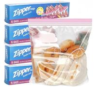 KAHEIGN 60 Pezzi Sacchetti per Alimenti da Congelatore, Grande Sacchetti con Chiusura Lampo a Doppia Tenuta Borsa Riutilizzabili con Fondo Allargato per Frutta Sandwich Verdure Carne Spuntini