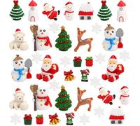 KAHEIGN 60 Pezzi Statuine Natalizie in Miniatura, 4CM x 3CM Mini Resina Babbo Natale Pupazzo di Neve Alce Albero di Natale Neve Fiocco per Natale Fata Giardino Mini Casa Festa Fai da Te Decorazione