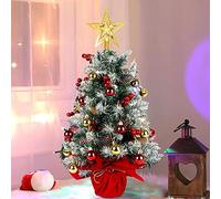 KAHEIGN 60CM Mini Albero di Natale Artificiale da Tavolo Pino, Piccolo, in Vaso, Insieme a Palla di Natale Bacca Rossa Pigna Stella, Decorazioni per Casa Ufficio