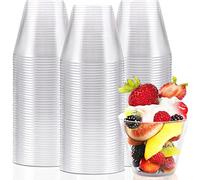 KAHEIGN 60Pz Mini Tazze da Dessert, 270ml Tazze da Dessert Rotonde in Plastica Tazza Trasparente per Antipasto Semifreddo Bicchieri da Portata Riutilizzabili per Budino Mousse Jello (9 x 7,5cm)
