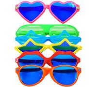KAHEIGN 6Pz Occhiali da Sole in Plastica Jumbo Occhiali da Festa Colorati Occhiali da Sole con Otturatore per Costume da Spiaggia Costume da Festa Puntelli per Foto