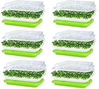 KAHEIGN 6Pz Vassoi per la Germinazione Dei Semi con Coperchio, 32cm x 26cm Vassoio di Germinazione di Grande Capacità Senza BPA Propagatore Idroponico Sano Con 24 Carte per Piantare