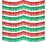 KAHEIGN 8 Pezzi Ghirlande di Frange Natalizie, 30CM x 3M Rosso Verde Ghirlanda di Frange in Lamina Lucida Orpello Scintillante Spesso Metallico per Albero di Natale Vacanze Festa Decorazione