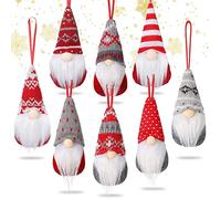 KAHEIGN 8 Pezzi Gnomi Appesi All'albero di Natale, 8 Stili Appendere Gnomi di Peluche Scandinavi Degli Elfi di Babbo Natale Bambole Tomte Svedesi Fatte a Mano per Natale Festa Decorazioni (15 x 7cm)