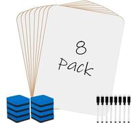 KAHEIGN 8 Pezzi Piccole Lavagne Bianche Cancellabili a Secco, 21CM x 30CM Mini Lavagna Bianca Portatile a Doppia Faccia con 8 Penne e 8 Gomme da Cancellare - per Studente Insegnante Aula Casa Ufficio