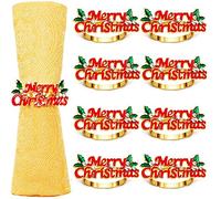 KAHEIGN 8 Pezzi Portatovaglioli di Natale, Oro Merry Christmas Portatovaglioli Fibbia per Tovaglioli di Natale con Strass per Natale Pranzo Ringraziamento Tavolo Decorazione (6cm x 2,5cm)