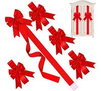 KAHEIGN 9 Pezzi Fiocchi del Nastro dell'Armadio di Natale, Grandi Archi Rossi del Gabinetto Fiocco Dell'albero di Natale Fiocco di Ghirlanda di Natale Nastro per Porta per Natale Decorazioni