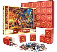 KAHEIGN Calendario Dell'avvento 2024, Conto Alla Rovescia di Natale di 24 Giorni con 1008 Pezzi Babbo Natale Albero Puzzle Giocattoli per Bambini Natale Regali Festa Decorazione Bomboniere