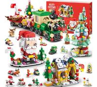 KAHEIGN Calendario Dell'avvento 2024, Conto alla Rovescia di Natale di 24 Giorni con 1123 Pezzi 6 in 1 Treno Babbo Natale Casa Albero Blocchi da Costruzione per Bambini Natale Regali Bomboniere