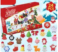 KAHEIGN Calendario Dell'avvento 2024, Conto alla Rovescia di Natale di 24 Giorni con 24 Pezzi Giocattoli Mochi Squishy per Bambini dai 3 ai 9 Anni Natale Regali Bomboniere (26cm x 21cm)