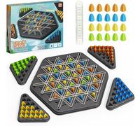 KAHEIGN Gioco Triangolo a Catena, 22CM Gioco da Tavolo Interattivo con Picchetti con 84 Pezzi Degli Scacchi, 44 Elastici - Giochi da Tavolo per Famiglie da 2 a 4 Giocatori, dai 3 Anni in Su