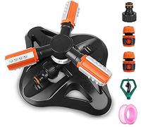 KAHEIGN Irrigatore da Giardino, 3-Braccia Rotazione Automatica A 360° Irrigatori d'Acqua da Giardino Regolabili Sistema di Irrigazione del Prato - con Connettori Rapidi E Testa Dell'irrigatore