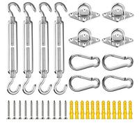 KAHEIGN M6 Set di Accessori per Tende da Sole, 28 Pezzi Kit Hardware in Acciaio Inossidabile per Vela da Sole Resistente per Installazione a Vela Triangolare Rettangolo Quadrato Tenda da Sole