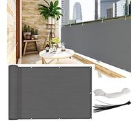 KAHEIGN Schermo per Privacy del Balcone, 0,9m x 5m Schermi Protettivi per Privacy del Patio 200g/m² HDPE Blocco UV al 95% Copertura del Recinto per Privacy del Portico - con Fascette e Corda