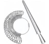 KAHEIGN Set Di Misuratori Per Anelli, Mandrino Stick Uk Dimensioni Z 26 Anello Da Dito Di Misurazione Strumento Per Gioielli Per Donne Uomini Matrimonio Di Fidanzamento (argento)