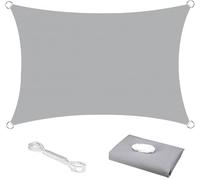 KAHEIGN Vela Parasole, 2,5m x 3m Impermeabile Blocco UV 98% Tela Ombreggiante 120gsm Tendalino Parasole Protezione Solare Per Esterni Giardino Patio Cortile Festa (Grigio)