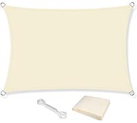 KAHEIGN Vela Parasole, 2,5m x 3m Impermeabile Blocco UV al 98% Tela Parasole 120gsm Tendalino Parasole per La Festa in Giardino All'aperto nel Patio del Giardino (Crema)