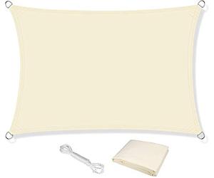 KAHEIGN Vela Parasole, 2,5m x 3m Impermeabile Blocco UV Al 98% Tela Parasole 120gsm Tendalino Parasole Per La Festa In Giardino All'aperto Nel Patio Del Giardino (Crema)