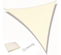 KAHEIGN Vela Parasole Triangolare, 3m x 3m x 3m Impermeabile Blocco UV al 98% Tela Parasole 180g/sm Tendalino Parasole per La Festa in Giardino All'aperto nel Patio del Giardino (Crema)