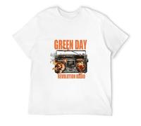 KAI KOU SONG ZI Green Day T Shirt Revolution Radio Flaming Band Logo White L