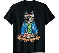 KAI KOU SONG ZI Limited Crazy Cat Sushi Japanese Gift Idea Tee T-Shirt Black XL