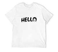 KAI KOU SONG ZI Lionel Richie Hello Face Sketch Adult Grey T Shirt White M