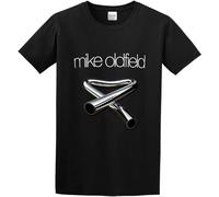 KAI KOU SONG ZI Men's Mike Oldfield Logo T-Shirt Print Tees Short Sleeve O Neck Black 3XL