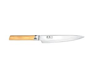 KAI Seki Magoroku Composite coltello multiuso 15 cm lunghezza lama - acciaio inox SUS420J2 56 HRC / acciaio VG 10 61 HRC - manico in legno Pakka chiaro venato - fatto a mano in Giappone codolo intero