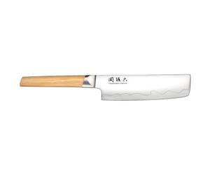 KAI Seki Magoroku Composite Nakiri-Messer 16,5 cm lunghezza lama - acciaio inossidabile SUS420J2 56 HRC / acciaio VG 10 61 HRC - manico in legno di pakka chiaro venato - fatto a mano in Giappone