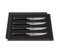 KAI Shun Classic set di coltelli da bistecca giapponesi 4 pezzi lunghezza lama 12 cm - Coltelli damascati 32 strati VG MAX Core - 61 (±1) HRC - Manico in legno di Pakka -Coltelli da griglia forgiati